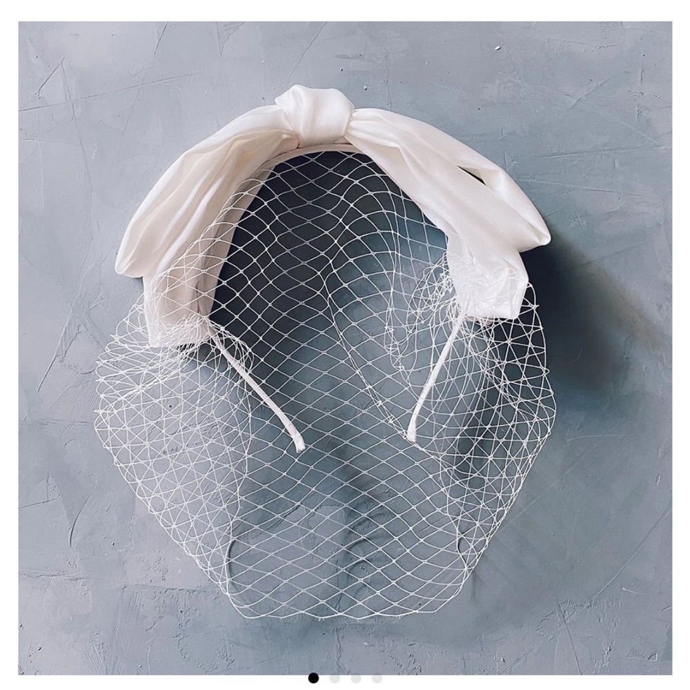 Ivory Veil Headband with Bow